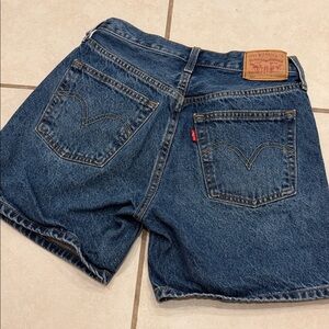 Levi's Blue Denim High-Rise Shorts with Back Pocket Tab